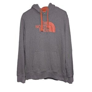 THE NORTH FACE mens half dome pull over hoodie sweatshirt gray orange size XL